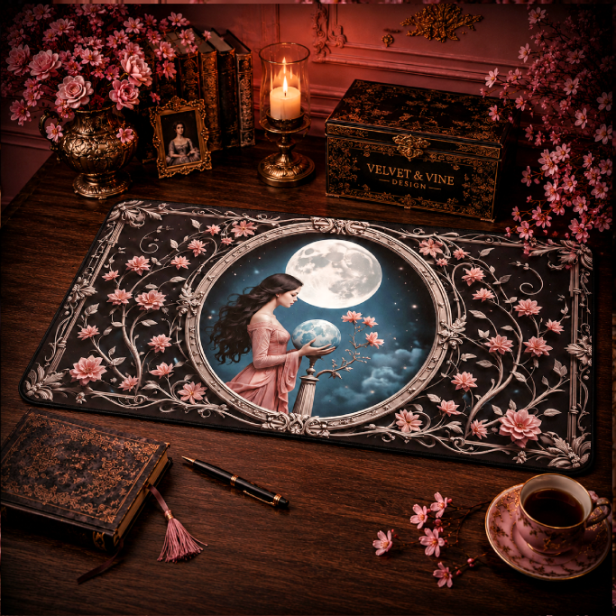 Celestial Desk Mat Moon Desk Mat Gaming Pad