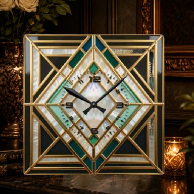 Art Deco Wall Clock Gatsby Home Decor Black Gold Black Gold Square Art Deco Wall Clock