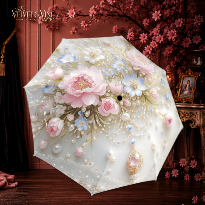Pink VIctorian Umbrella Wedding Romantic Flower Victorian Umbrella Parasol Waterproof
